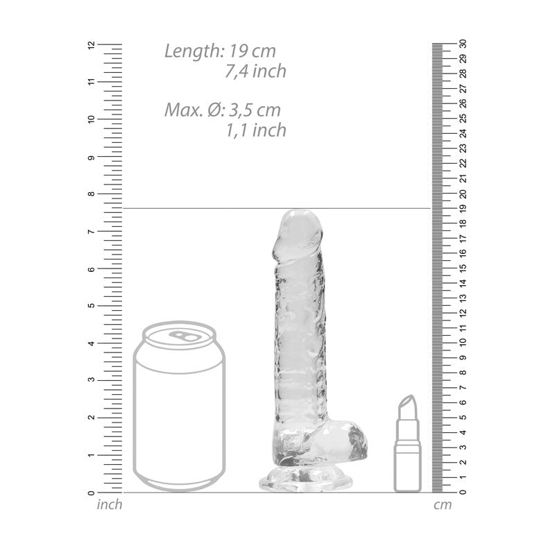 REALROCK 7'' Realistic Dildo With Balls -  17.8 cm Dong displayed next to a can for size reference.