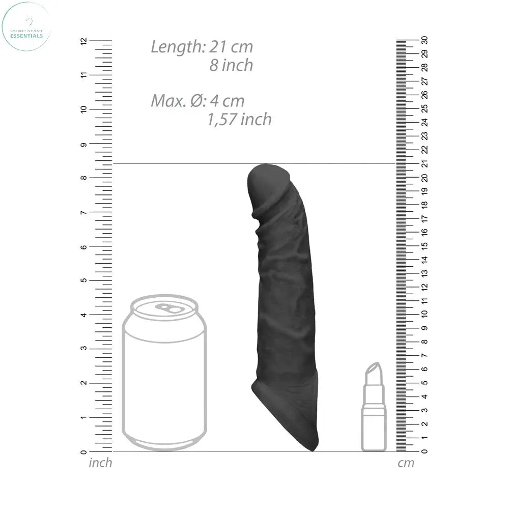 Affordable quality REALROCK 8'' Realistic Penis Extender with Rings -  -  20.3 cm Penis Extension Sleeve  from Shots Toys by Discreet Intimate Essentials with Discreet Delivery 