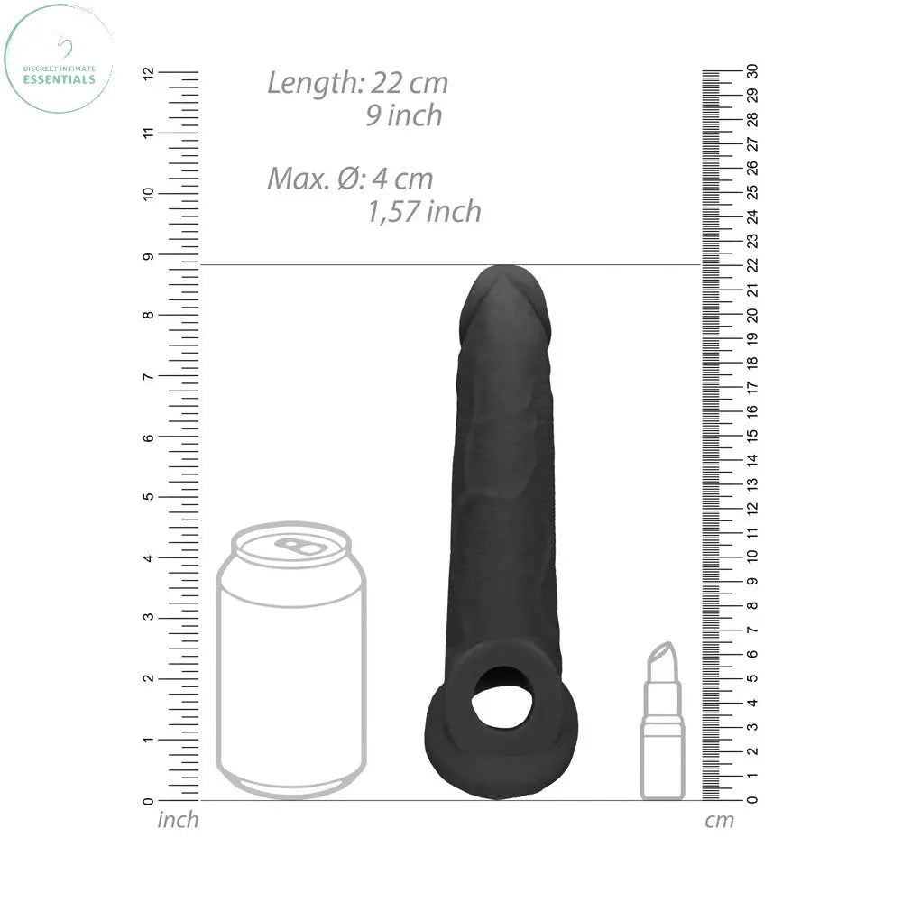 REALROCK 9'' Realistic Penis Extender with Rings -  -  22.9 cm Penis Extension Sleeve Shots Toys