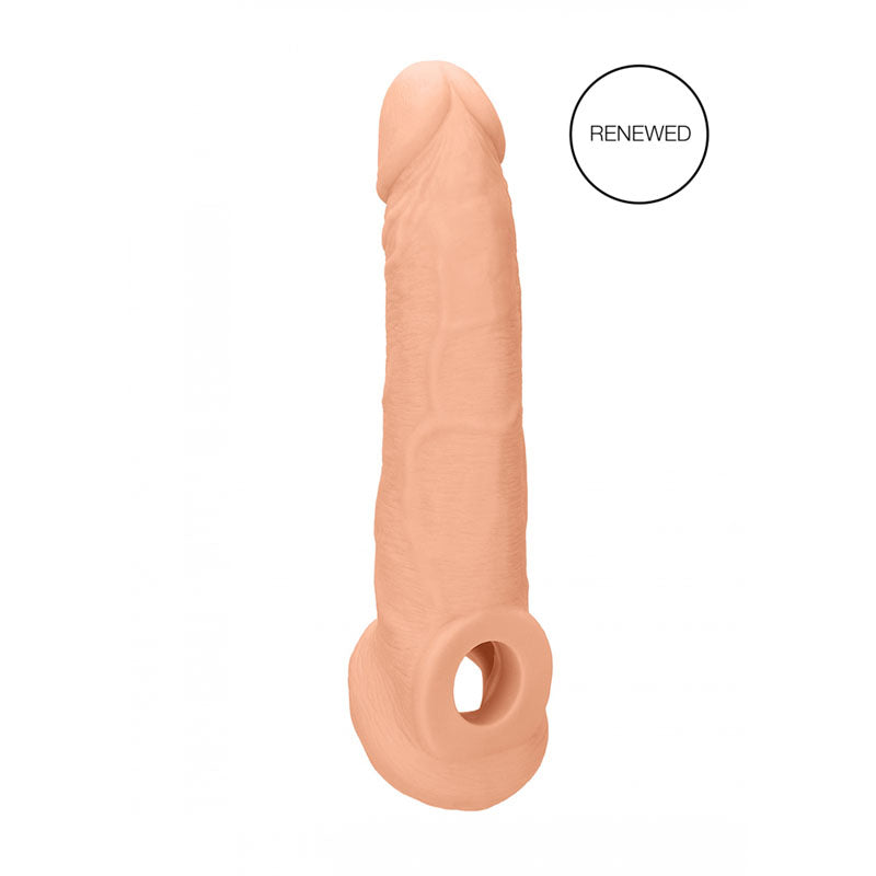 REALROCK 9'' Realistic Penis Extender with Rings - 22.9 cm Penis Extension Sleeve in a lifelike design.