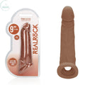 REALROCK 9'' Realistic Penis Extender with Rings - Tan - Tan 22.9 cm Penis Extension Sleeve Shots Toys