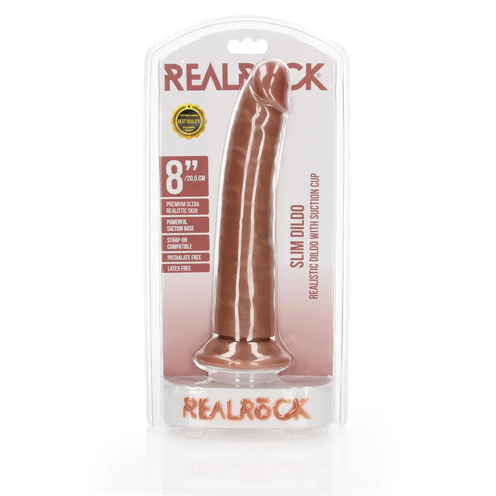 REALROCK Realistic Slim Dildo with Suction Cup - 20.5cm - Tan 20.5 cm (8'') Dong Shots Toys Discreet Intimate Essentials.