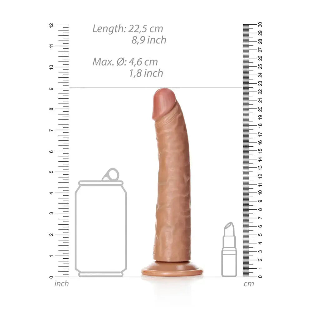 REALROCK Realistic Slim Dildo with Suction Cup - 20.5cm - Tan 20.5 cm (8'') Dong Shots Toys Discreet Intimate Essentials.