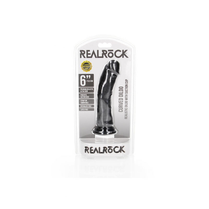 REALROCK Realistic Regular Curved Dildo with Suction Cup - 15.5 cm -  15.5 cm (6'') Dong