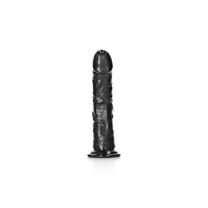 REALROCK Realistic Regular Curved Dildo with Suction Cup - 18 cm - 18 cm (7'') Dong displayed on a white background.