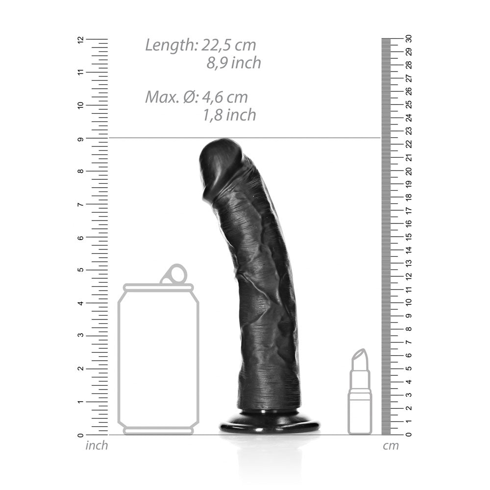 REALROCK Realistic Regular Curved Dildo with Suction Cup - 20 cm -  20 cm (8'') Dong