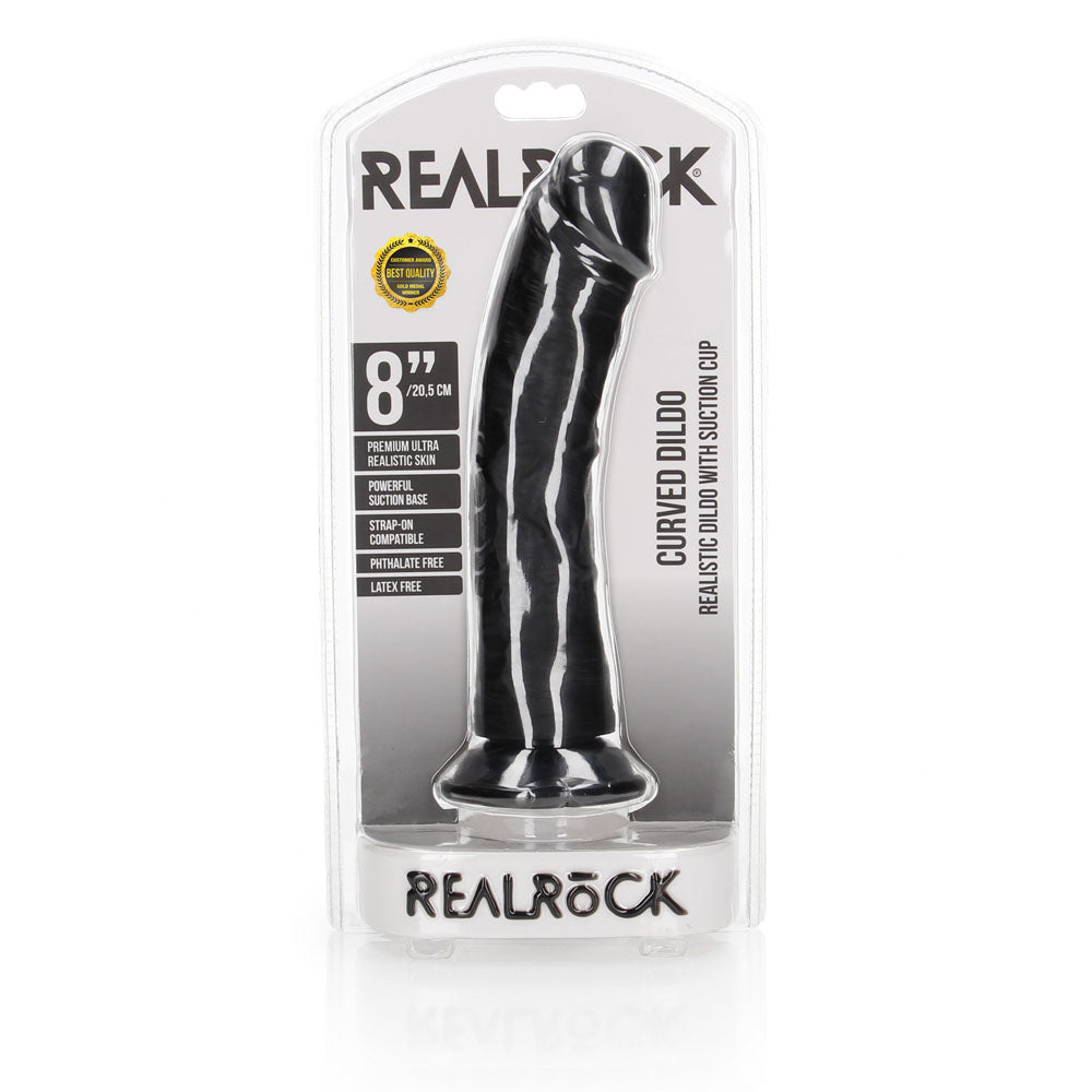 REALROCK Realistic Regular Curved Dildo with Suction Cup - 20 cm -  20 cm (8'') Dong