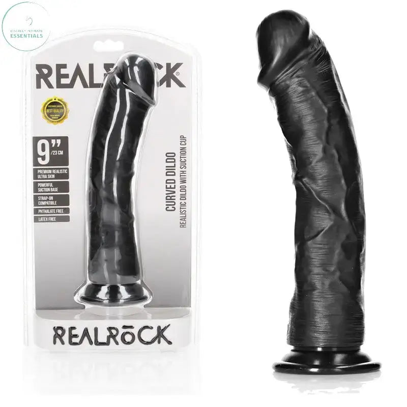 REALROCK Realistic Regular Curved Dildo with Suction Cup - 23 cm -  23 cm (9'') Dong Shots Toys Discreet Intimate Essentials.