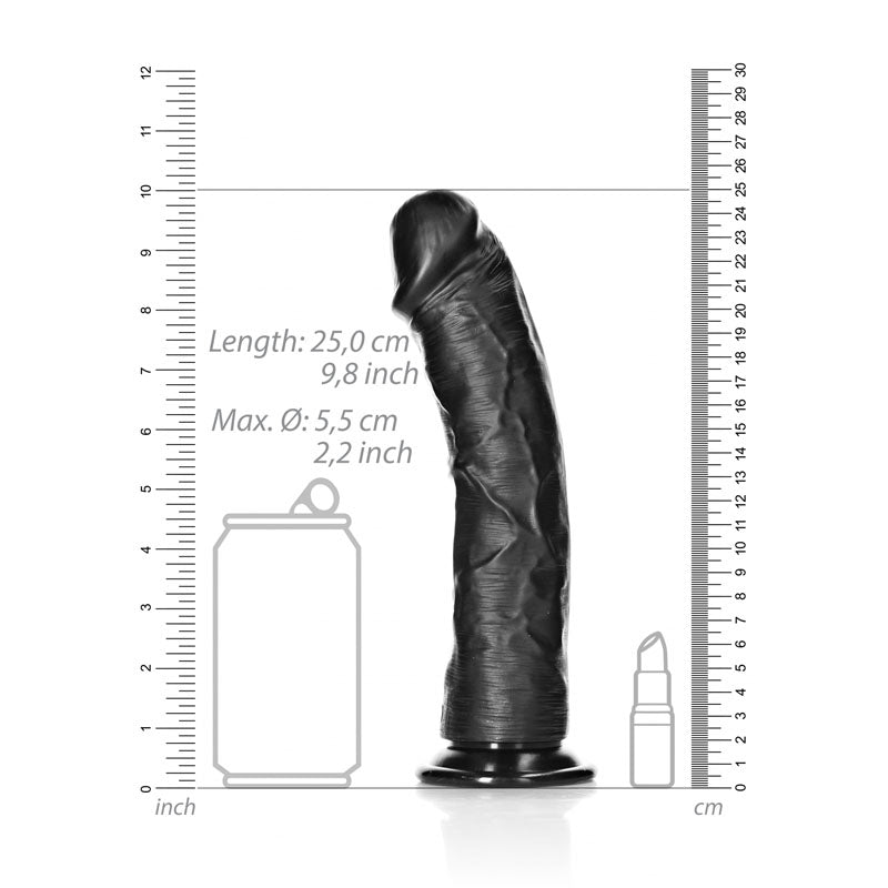 REALROCK Realistic Regular Curved Dildo with Suction Cup - 23 cm -  23 cm (9'') Dong