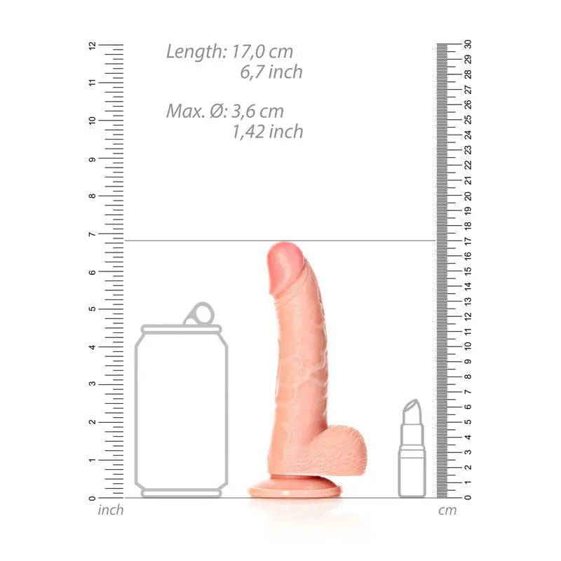 REALROCK Realistic Regular Curved Dong with Balls - 15.5 cm -  15.5 cm (6'') Dong Shots Toys Discreet Intimate Essentials.
