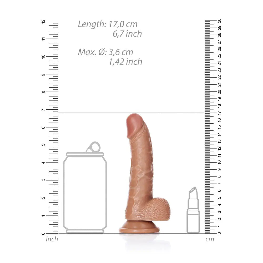 REALROCK Realistic Regular Curved Dong with Balls - 15.5 cm - Tan 15.5 cm (6'') Dong Shots Toys Discreet Intimate Essentials.