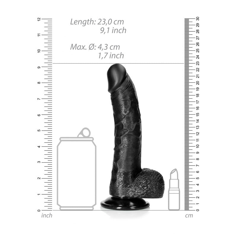 REALROCK Realistic Regular Curved Dong with Balls - 20.5 cm -  20.5 cm (8'') Dong
