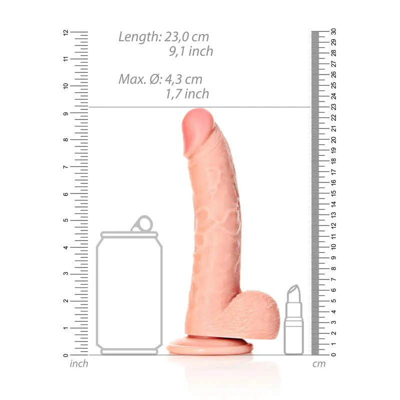 REALROCK Realistic Regular Curved Dong with Balls - 20.5 cm -  20.5 cm (8'') Dong Shots Toys Discreet Intimate Essentials.
