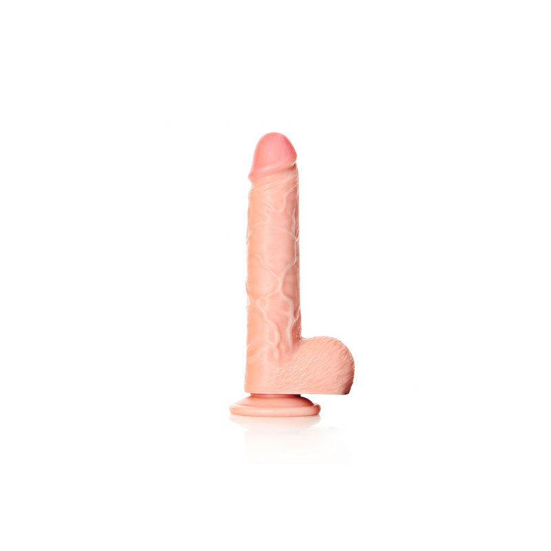 REALROCK Straight Realistic Dildo with Balls - 18 cm -  18 cm (7'') Dong on display in a sleek design.