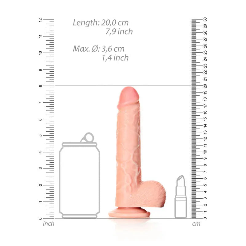 REALROCK Straight Realistic Dildo with Balls - 18 cm -  18 cm (7'') Dong Shots Toys Discreet Intimate Essentials.