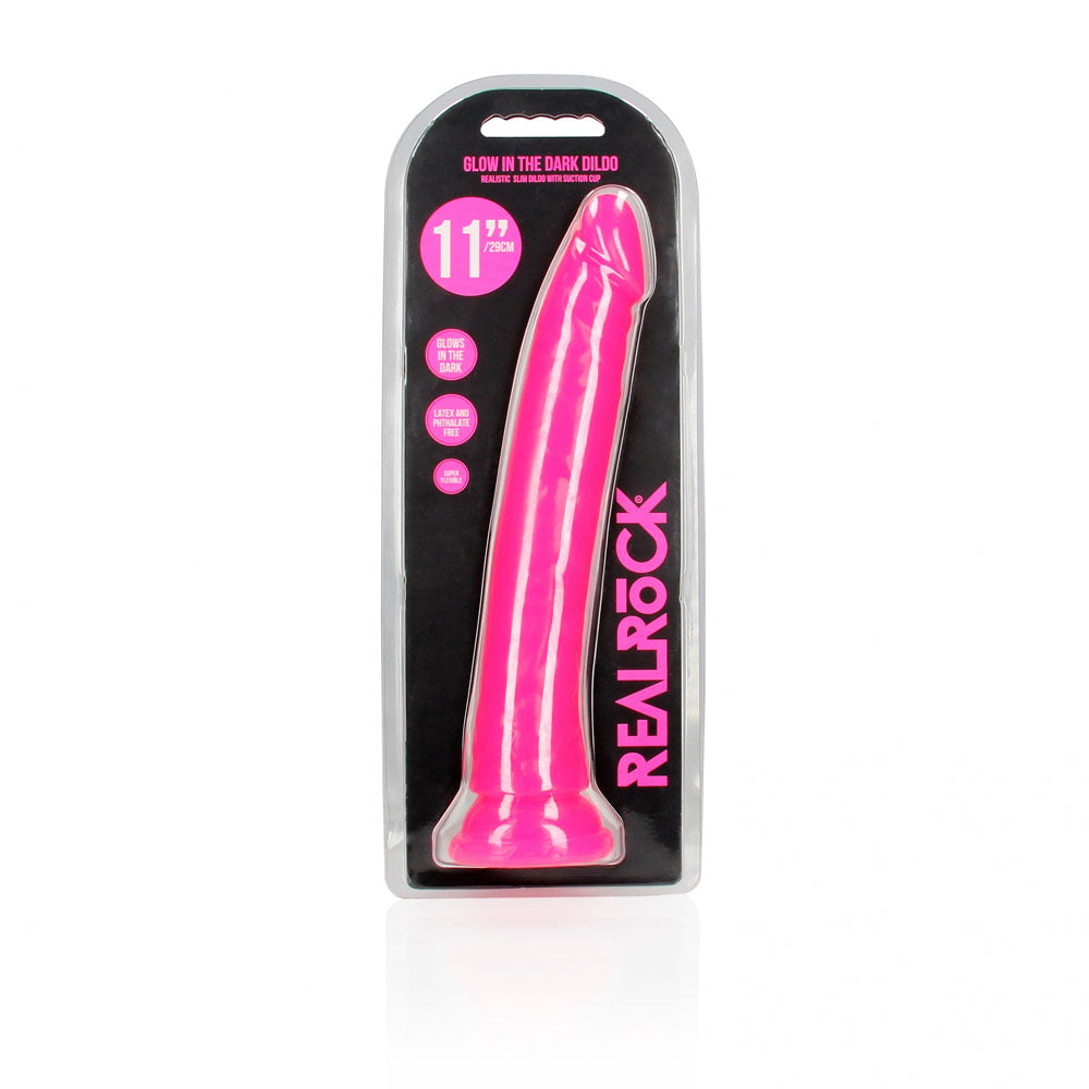 REALROCK 29 cm Slim Glow in the Dark Neon -  - Glow in Dark  29 cm (11'') Dong packaging displayed on a clean white background.
