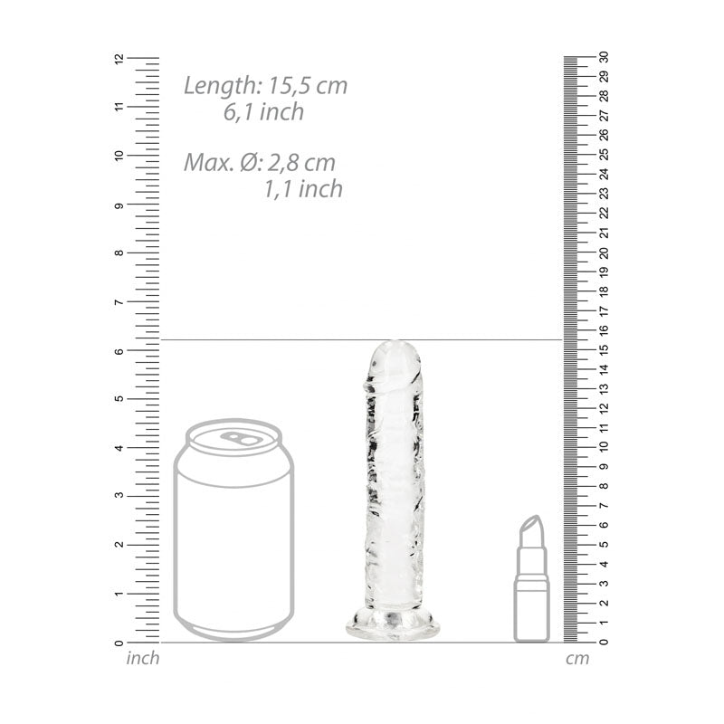 REALROCK 15.5 cm Straight Dildo -  -  15.5 cm (6'') Dong dimensions with scale for reference.