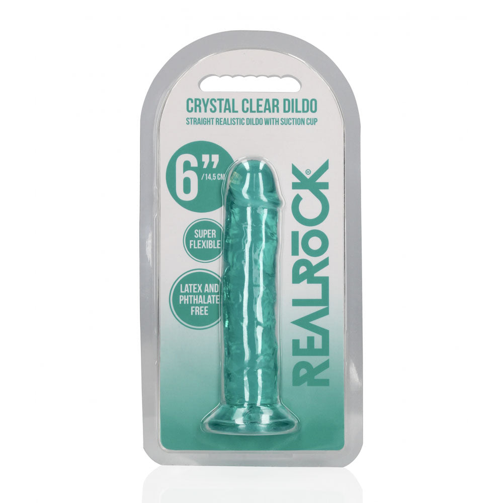 REALROCK 15.5 cm Straight Dildo - Turquoise - Turquoise 15.5 cm (6'') Dong