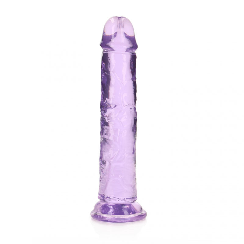Realrock 18 cm straight dildo in purple, designed for anal and vaginal use, offering precise stimulation.