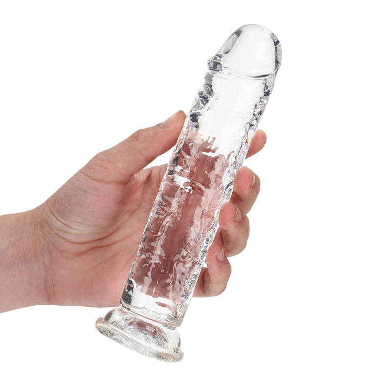 REALROCK 18 cm Straight Dildo -  -  18 cm (7'') Dong held in hand, clear design, ideal for intimate essentials for her.
