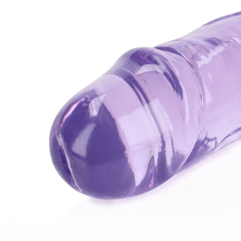 REALROCK 34 cm Double Dong -  -  34 cm (14'') Double Dong close-up view of clear dildo in purple color.