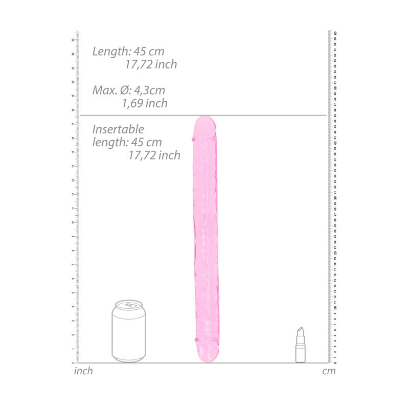 REALROCK 45 cm Double Dong -  -  45 cm (18'') Double Dong with size measurements next to a can for scale.