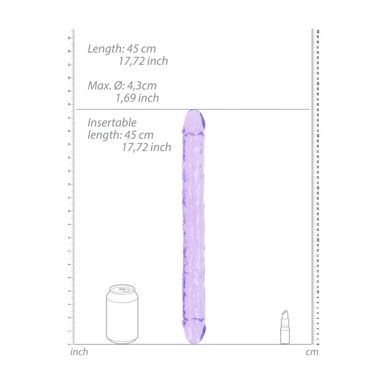 REALROCK 45 cm Double Dong -  -  45 cm (18'') Double Dong dimensions with can and bottle for scale.
