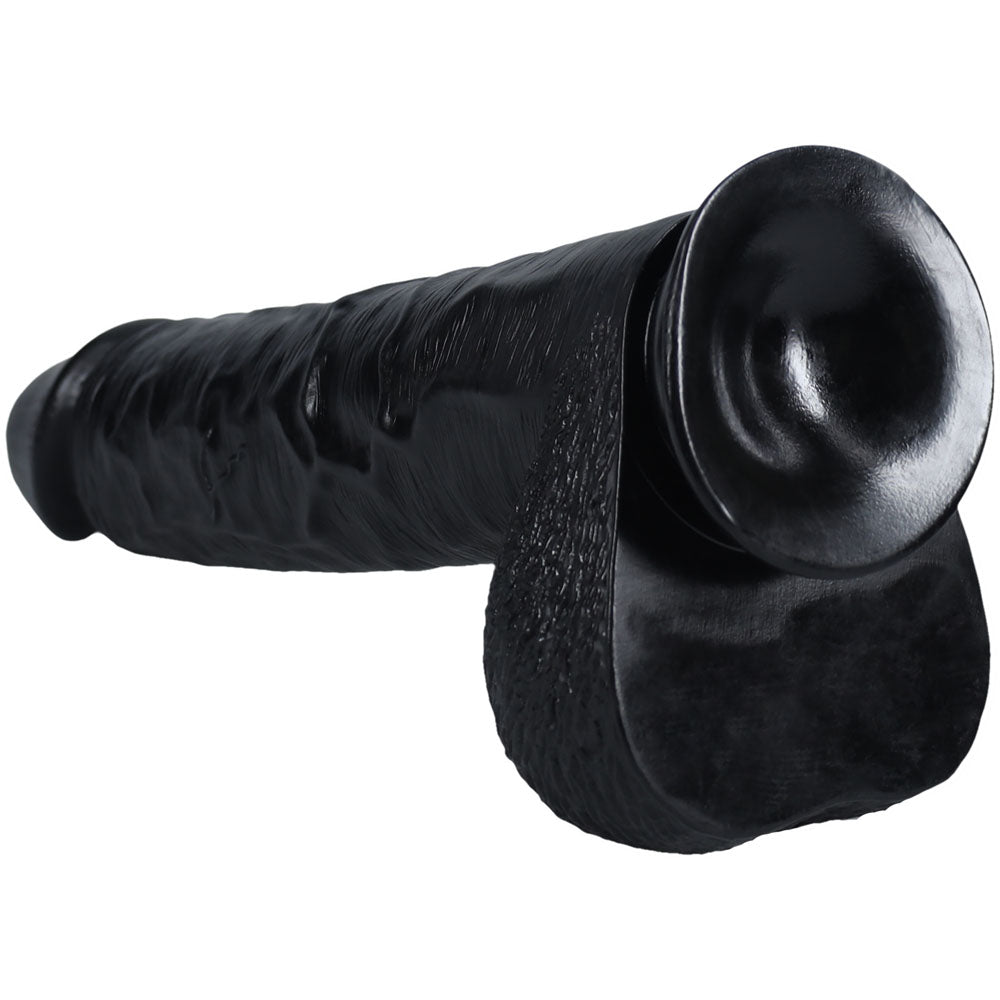 REALROCK 38cm Extra Long Dildo with Balls -  -  38 cm (15'') Extra Long Dong, featuring lifelike details and a suction cup for hands-free use.