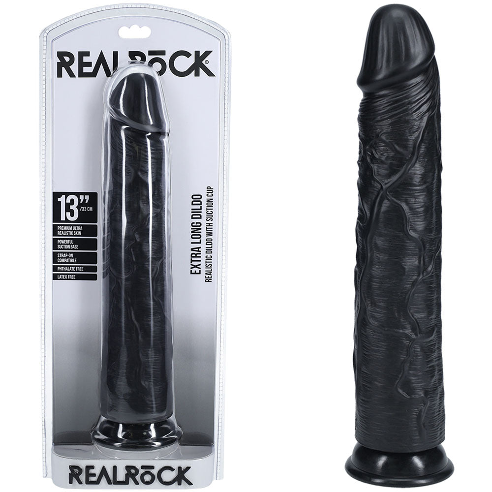 REALROCK 33cm Extra Long Dildo -  -  33 cm (13'') Extra Long Dong, realistic design with suction cup for stimulating pleasure.