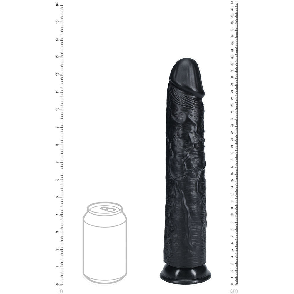 REALROCK 33cm Extra Long Dildo -  -  33 cm (13'') Extra Long Dong displayed next to a can for size reference.