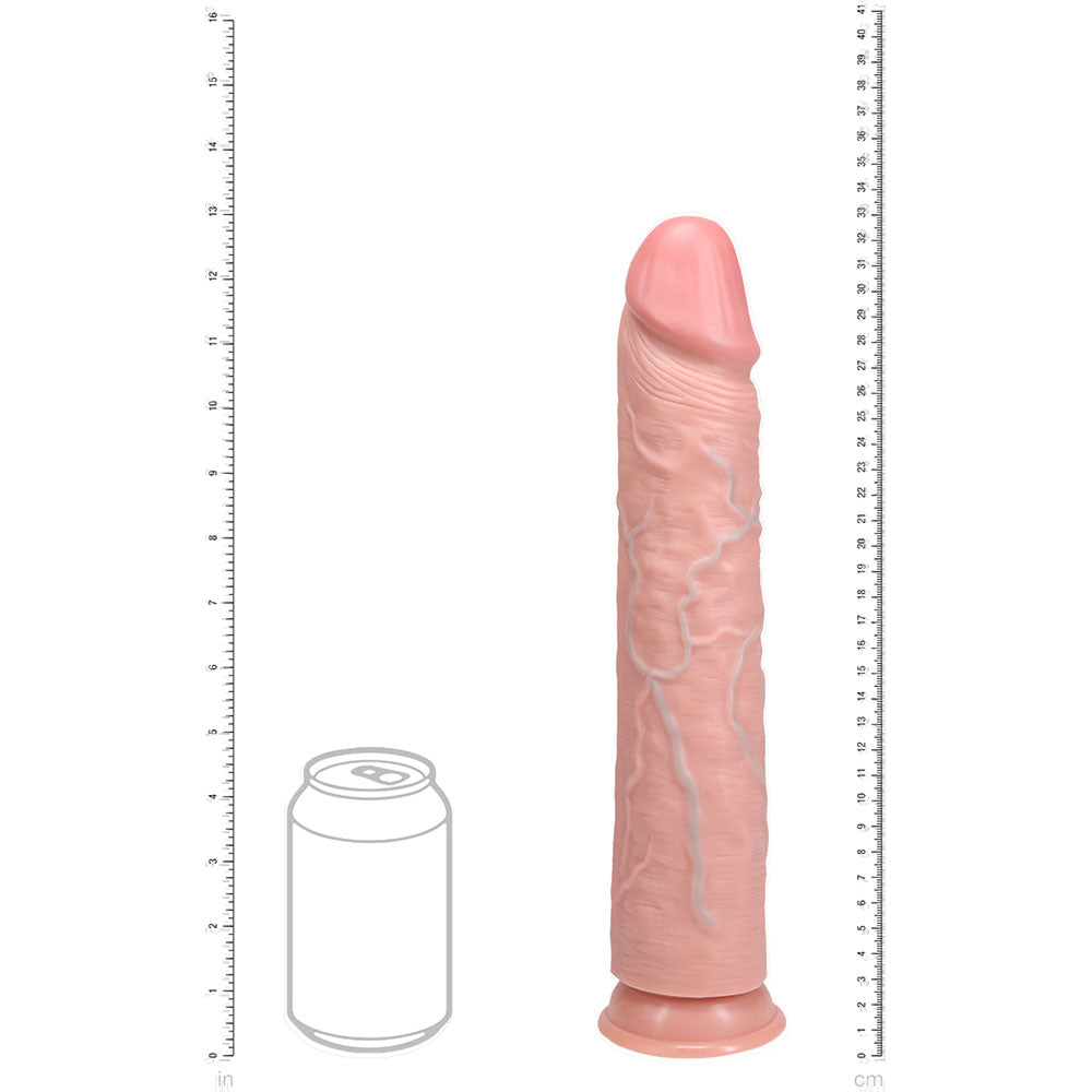 REALROCK 33cm Extra Long Dildo -  -  33 cm (13'') Extra Long Dong next to a standard can for size comparison.