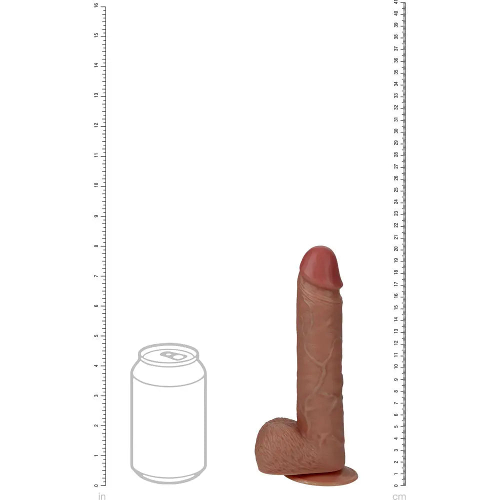 REALROCK 20cm Vibrating + Rotating Cock + Balls - Tan - Tan 20.3 cm (8'') USB Rechargeable Vibrating and Rotating Dong Shots Toys Discreet Intimate Essentials.