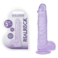 REALROCK 5'' Crystal Clear Dildo with Balls -  - Clear  14.7 cm Dong in packaging with suction cup for enhanced experience.