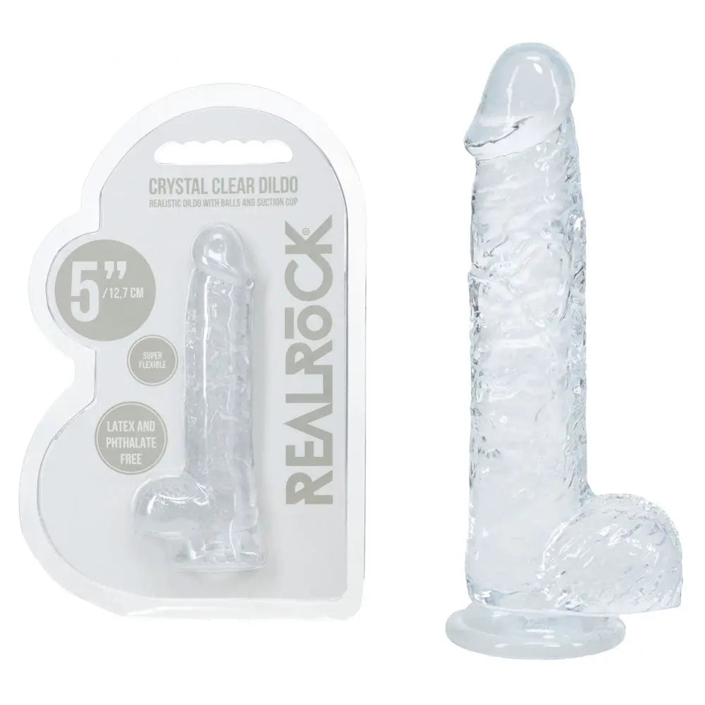 REALROCK 5'' Crystal  Dildo with Balls -  -  14.7 cm Dong Shots Toys Discreet Intimate Essentials.