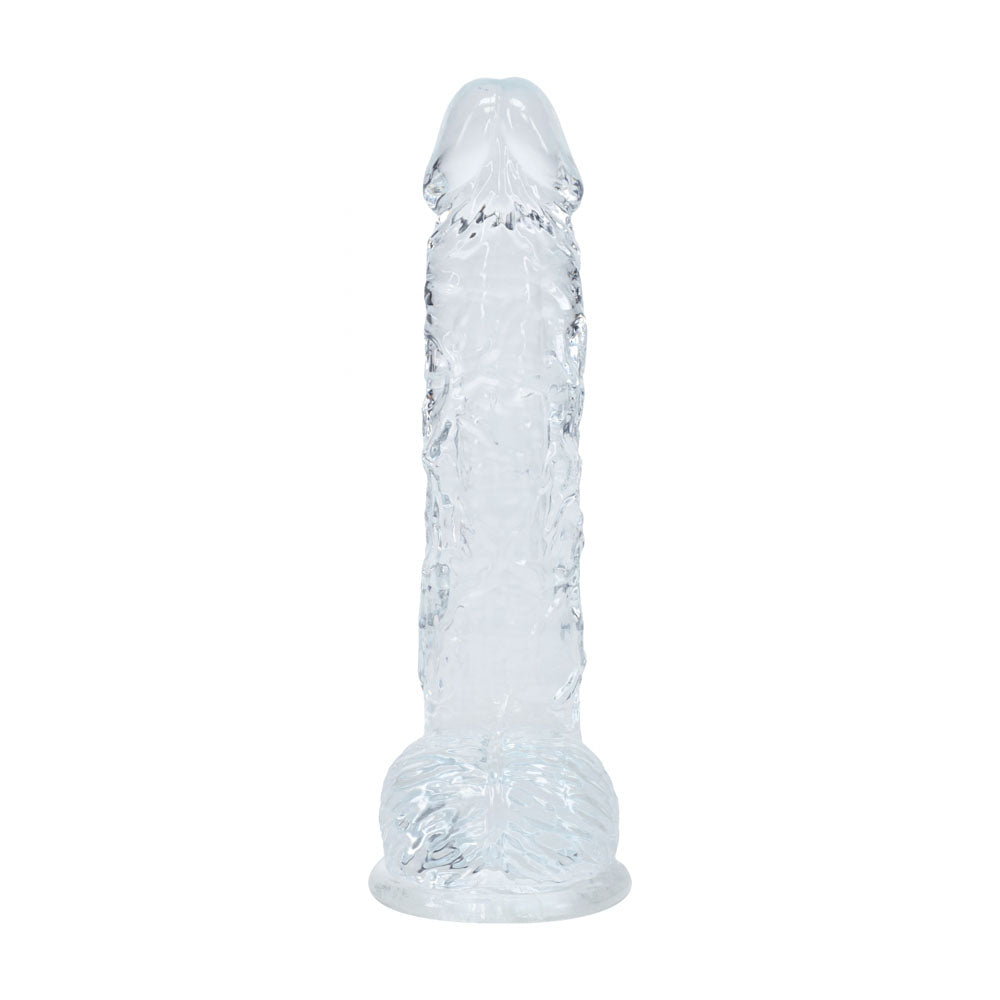 REALROCK 5'' Crystal  Dildo with Balls -  -  14.7 cm Dong, realistic design, sturdy suction cup, body-safe material.