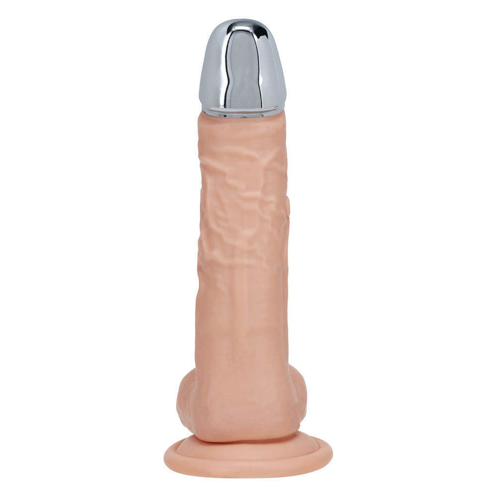 REALROCK Metal Head 8'' Rechargeable Dildo -  -  22 cm USB Rechargeable Vibrating Dildo with Metal Head and Wireless Remote