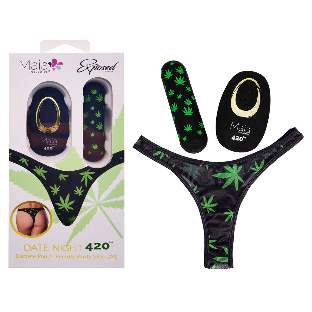 Maia DATE NIGHT 420 PANTY VIBE - L/XL - L/XL 420 Panty with USB Rechargeable Bullet & Remote in packaging.