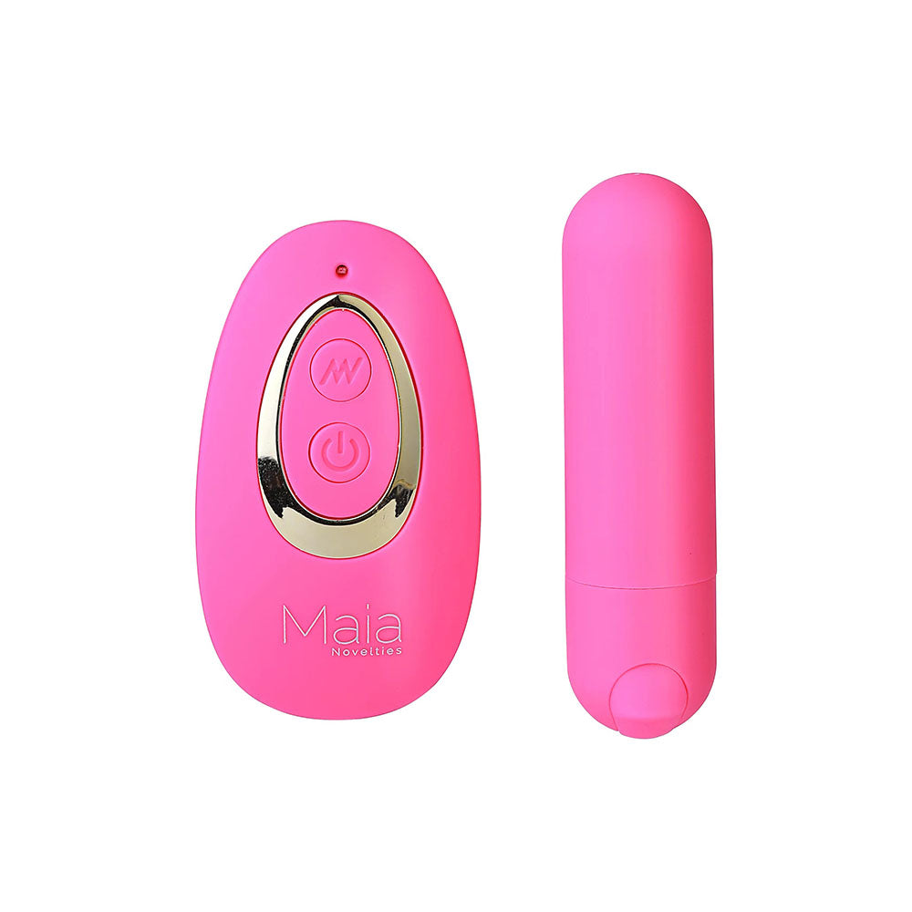 Maia JESSI Remote -  7.6 cm USB Rechargeable Bullet with Wireless Remote, pink adult novelty item for intimate essentials.