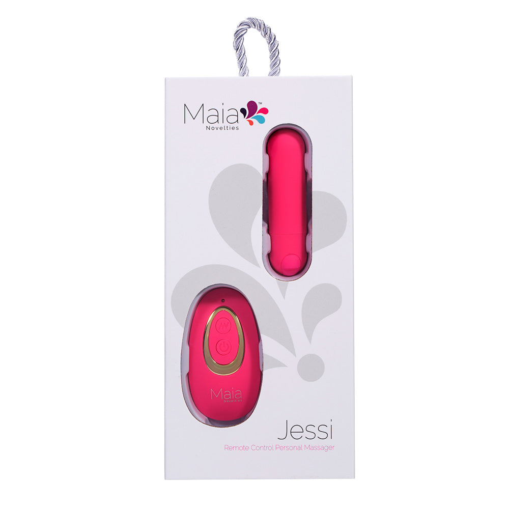 Maia JESSI Remote -  7.6 cm USB Rechargeable Bullet with Wireless Remote in pink packaging