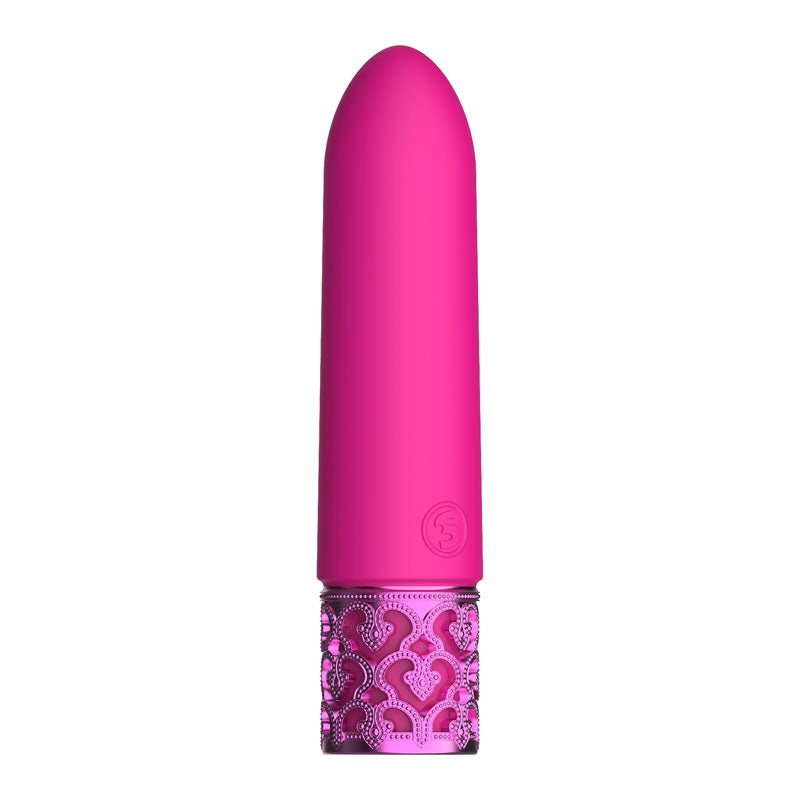 ROYAL GEMS Imperial - Silicone Rechargeable Bullet -  10 cm USB Rechargeable Bullet in vibrant pink with textured base.
