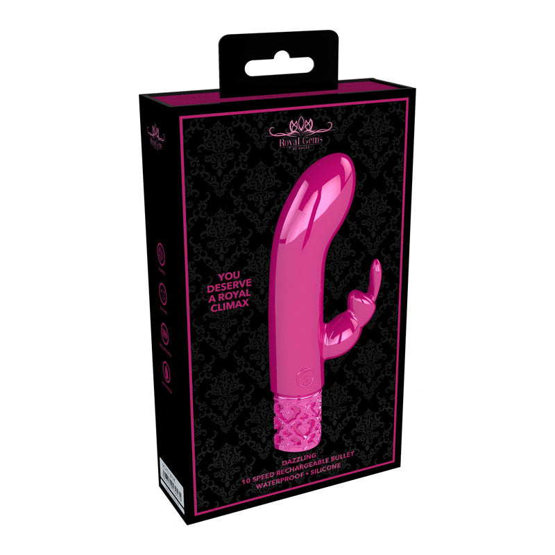 ROYAL GEMS Dazzling - Silicone Rechargeable Bullet - 12 cm USB Rechargeable Bullet packaging with elegant design.