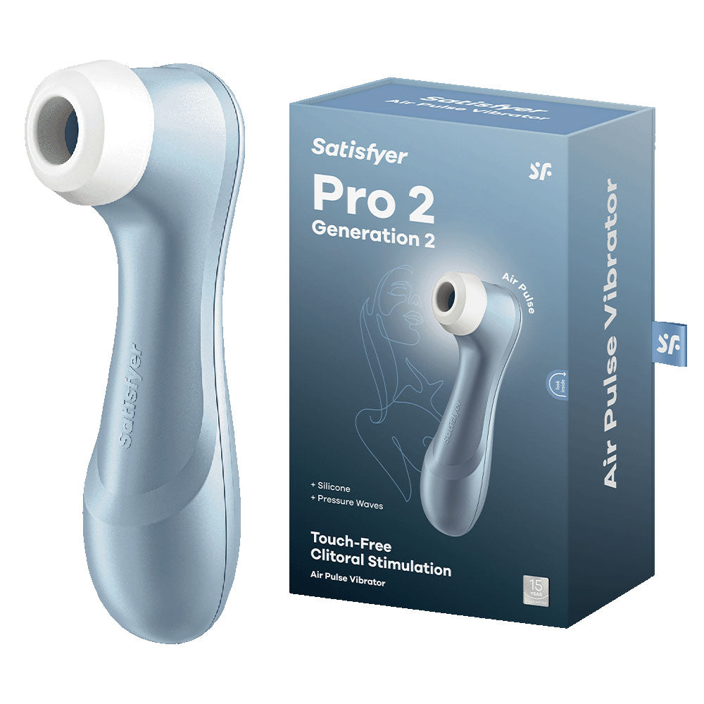 Satisfyer Pro 2 -  - Touch-Free USB-Rechargeable Clitoral Stimulator with Air Pulse technology and packaging.