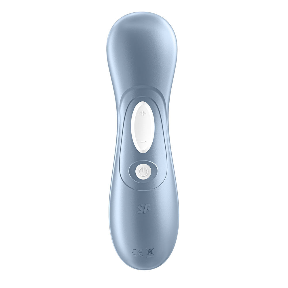 Satisfyer Pro 2 -  - Touch-Free USB-Rechargeable Clitoral Stimulator in sleek blue design with control buttons.