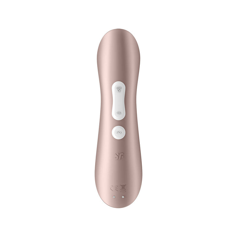 Satisfyer Pro 2+  -  Touch-Free USB-Rechargeable Clitoral Stimulator with Vibration, front view showing controls.
