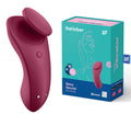 Satisfyer Sexy Secret - App Contolled USB-Rechargeable Panty Vibrator with packaging in the background