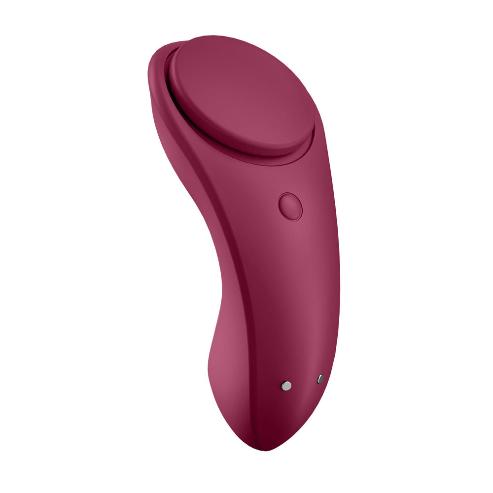 Satisfyer Sexy Secret - App Contolled USB-Rechargeable Panty Vibrator in burgundy color, designed for discreet pleasure.