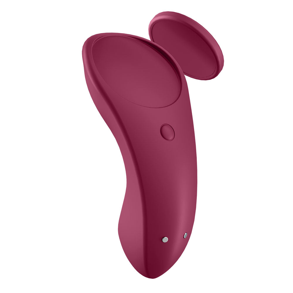 Satisfyer Sexy Secret - App Contolled USB-Rechargeable Panty Vibrator in elegant burgundy color.