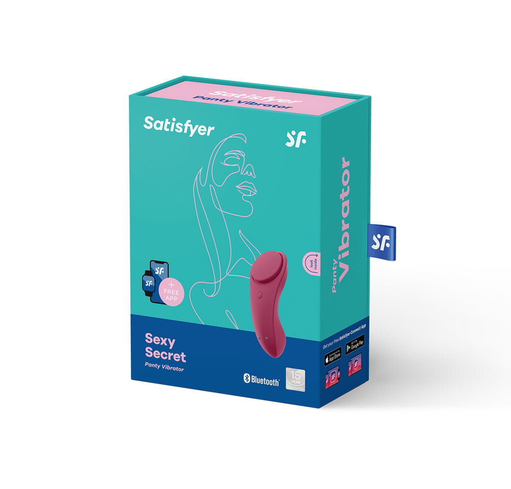 Satisfyer Sexy Secret - App Contolled USB-Rechargeable Panty Vibrator packaging displayed on white background.