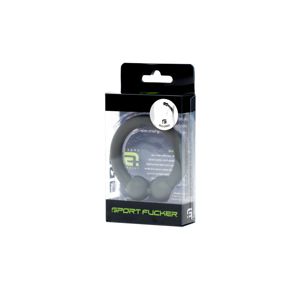 Sport Fucker Bullring - Grey Cock Ring in packaging, showcasing the timeless design and firm silicone material.