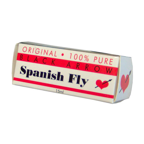 Spanish Fly - Original Black Arrow Spanish Fly packaging with heart design and 15ml label.